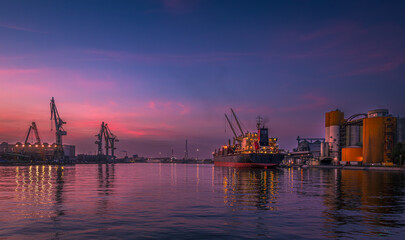 sunset over port gdansk © Jurand