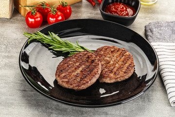 Grilled two beef burger cutlet