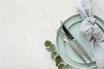 Stylish table setting on white background