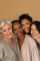 Fototapeta premium Cheerful friends from different generations laughing together, showcasing joy, friendship, and diversity.