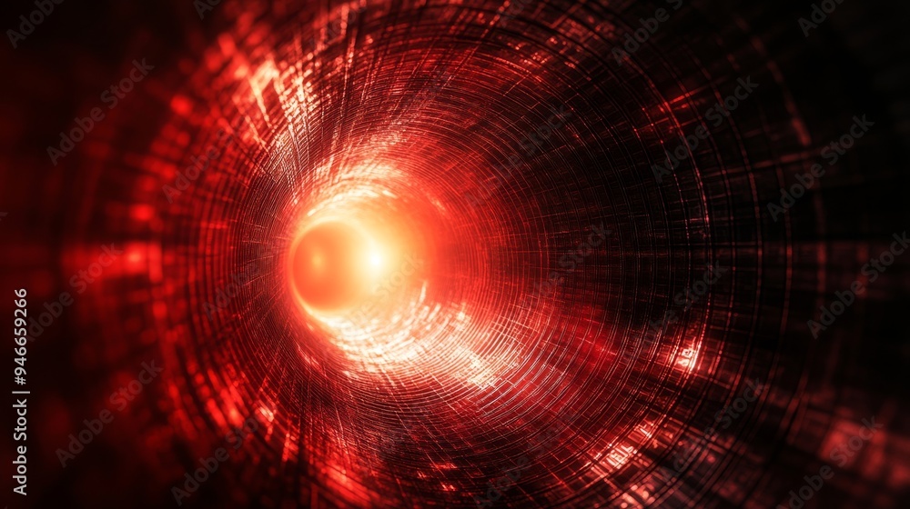 Aufkleber a captivating abstract image featuring a red light radiating through a tunnel, symbolizing progress,