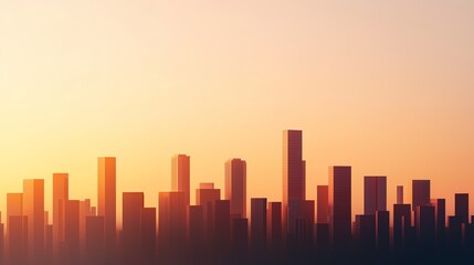 Obraz premium Glowing outline of a city skyline at dusk, capturing the transition from day to night, city glowtime, urban and dynamic