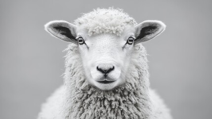 Fototapeta premium Close-Up Portrait of a White Sheep Generative AI