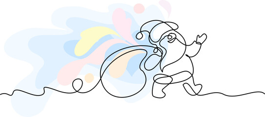 Santa Claus with a Bag of Gifts. Happy New Year and Merry Christmas decoration