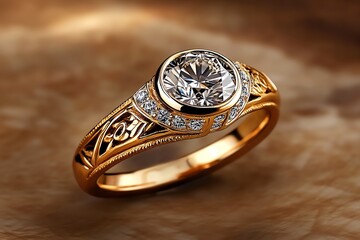 Diamond in a vintage ring, depicted in an illustration that evokes the charm and elegance of a bygone era