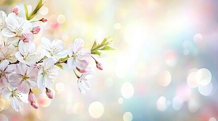   A detailed photo of several blooms on a limb with a vase of illumination nearby