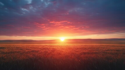  A vast green expanse bathed in golden sunlight at midday