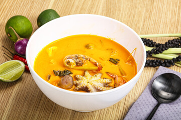 Thai Tom Yum soup with seafood