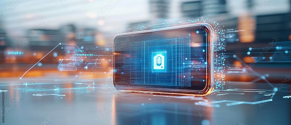 Aufkleber a closeup of a smartphone with a multifactor authentication prompt, accompanied by breach prevention