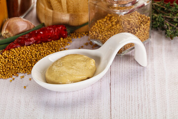 Dijon mustard sauce in the bowl