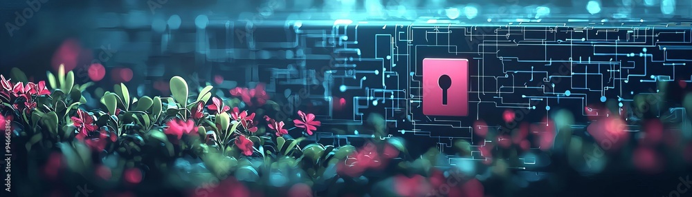 Aufkleber an illustration of a secure network environment, where multifactor authentication is reinforced by b