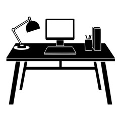 desk with computer