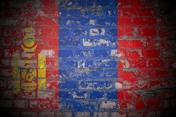 Flag of Mongolia on brick wall