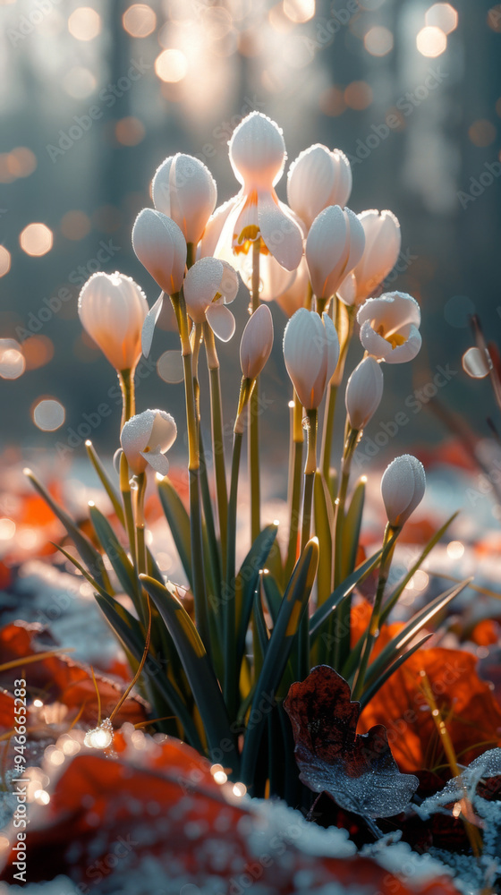 Poster snowdrops in winter