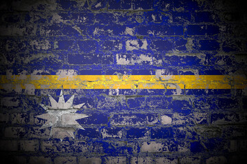 Flag of Nauru on brick wall