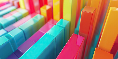 Naklejka premium Colorful Bar Charts Rise: Business Strategy Tracking in Vibrant Shades