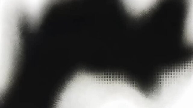 Distorted, pixelated halftone pattern in black and white, creating a glitching effect.