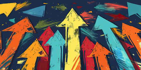 Hand-Drawn Arrows Point Up: Motivational Sales Targets Reached