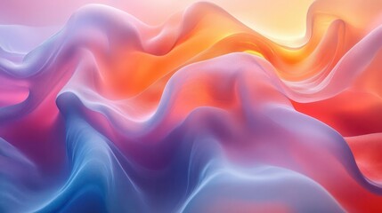 Fototapeta premium abstract fluid shapes swirling pastel hues of pink blue and orange dreamy cloudlike forms soft gradient background