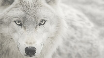 Obraz premium Close-up of a White Wolf's Face with Intense Eyes