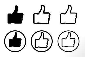 like button icon set isolated on white background. like icons for feedback, review, right, accepted, liked, correct, positive etc conceptual use.