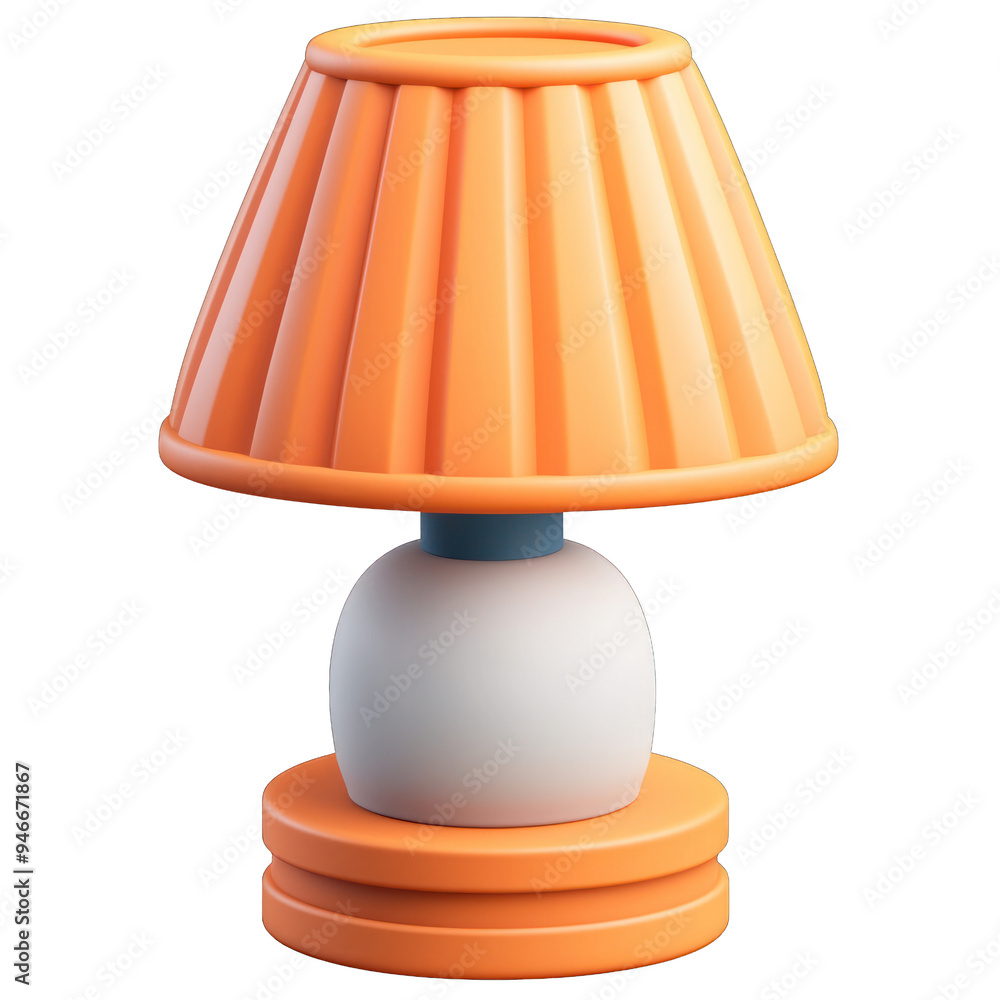 Poster a vibrant orange lamp with a pleated shade and round base, perfect for adding a modern touch to any 