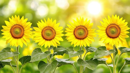 Obraz premium A field full of sunflower heads basking under the radiant rays of the sun
