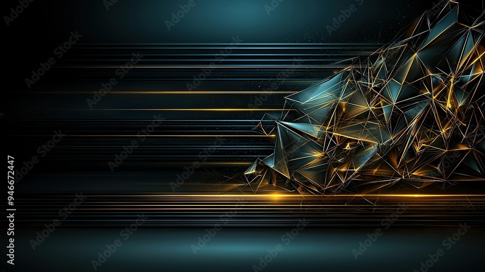 Poster a black background with gold lines is an elegant design option that can be used in various contexts,