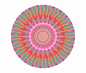 Mandala wallpaper, tracery round boho style. Ethnic ornament background. Folk, meditation design. Colored curved shape.