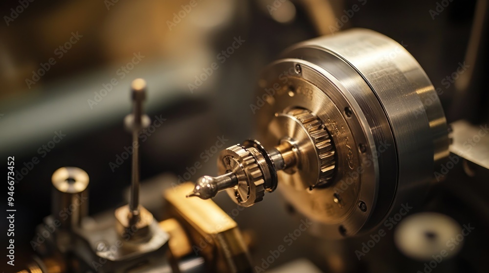 Poster close-up of a gear mechanism in a machine