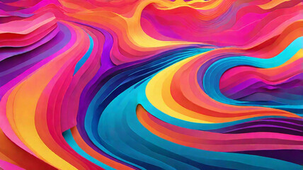 Obraz premium 3d neon abstract gradient wave background. abstract neon background concept. Ai generative 