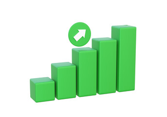 Arrow data statistics analytics finance growth graph green stocks best economy market trading investing business grow up excellent target rich successful. 3d render illustration