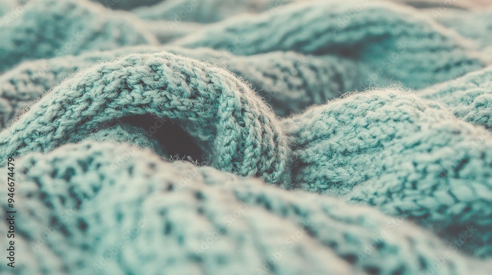Aufkleber a close-up of a knitted blanket with a circular knot centered on its midpoint