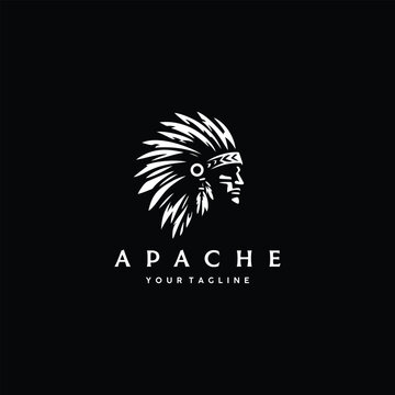 chief apache character logo vector illustration. indian man logo.