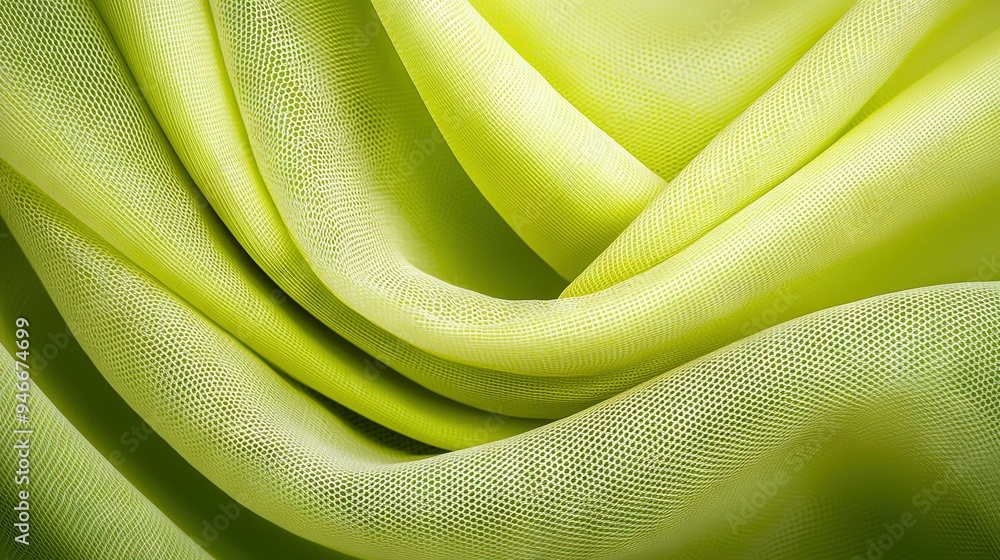Poster a detailed look at yellow fabric with a substantial mesh pattern on its underside