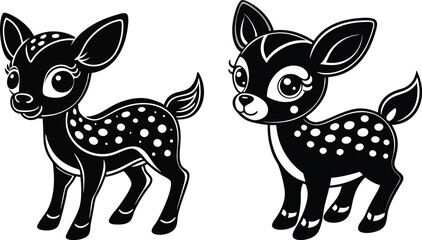  Adorable Baby Deer Silhouette Vector Illustration,  