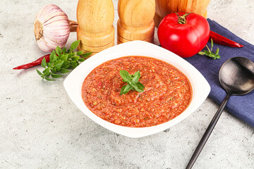 Cold vegan tomato soup Gazpacho