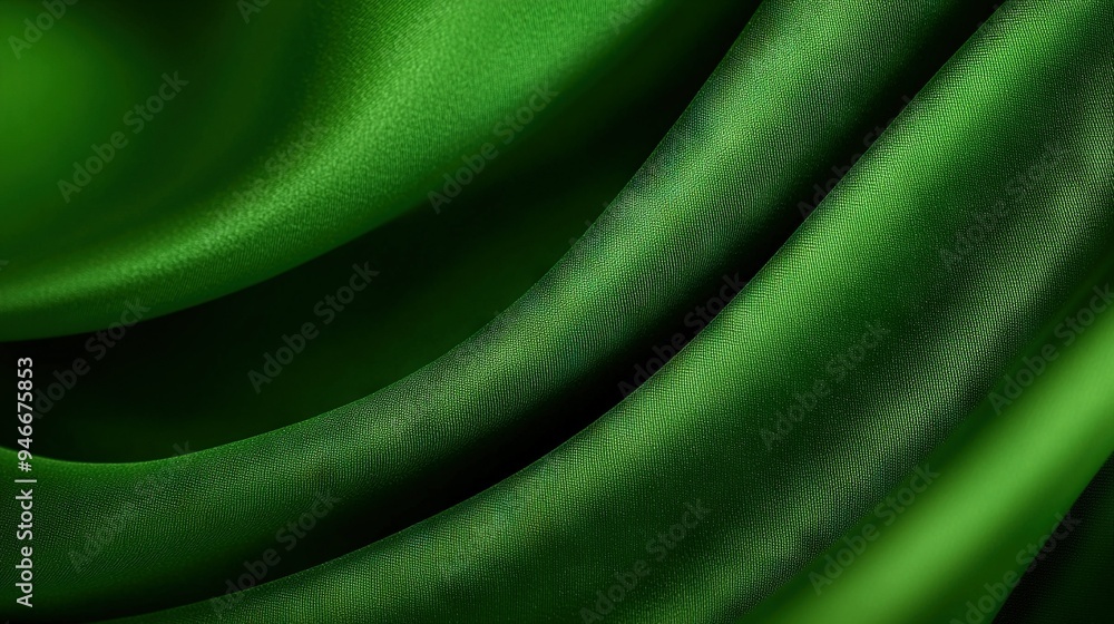 Poster a green cloth with a wavy pattern at the top and bottom is visible in the center of the photo
