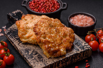 Delicious fried pork or chicken chops breaded with salt and spices