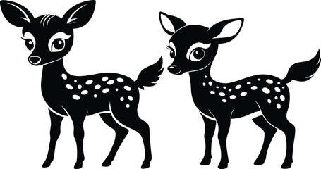  Adorable Baby Deer Silhouette Vector Illustration,  