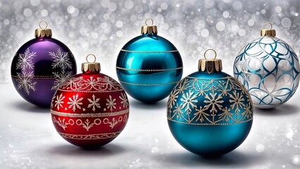 Close-up of decorated Christmas tree balls