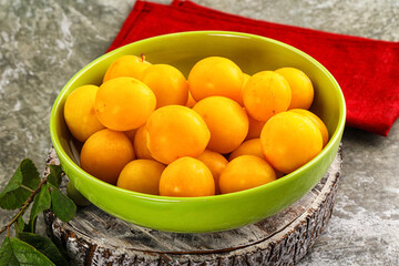 Ripe sweet juicy yellow plum