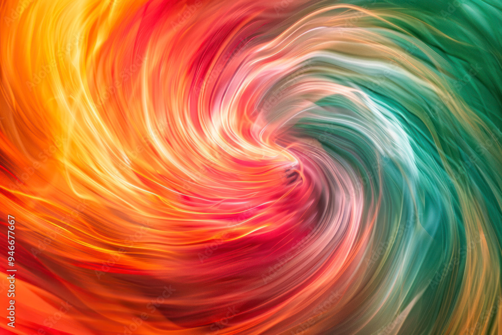 Poster dynamic swirls of color against a dynamic linear gradient background.
