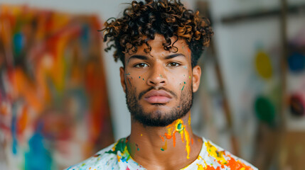 Obraz premium Man Creating Piece Art Man With Neutral