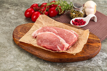 Raw pork steak for cooking