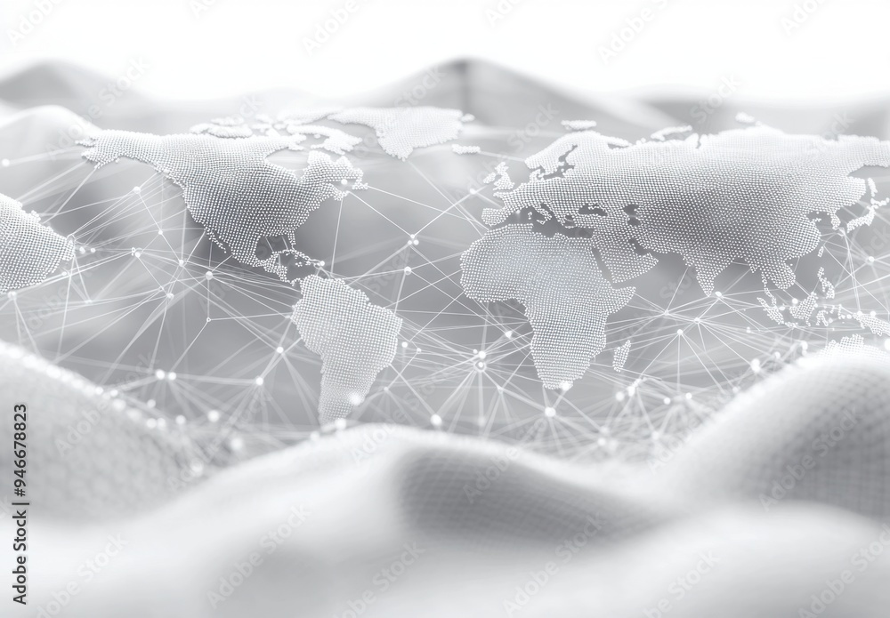 Poster abstract global network concept with a world map and connection lines, a technology background in wh