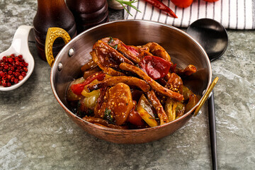 Asian cuisine pork in oyster sauce