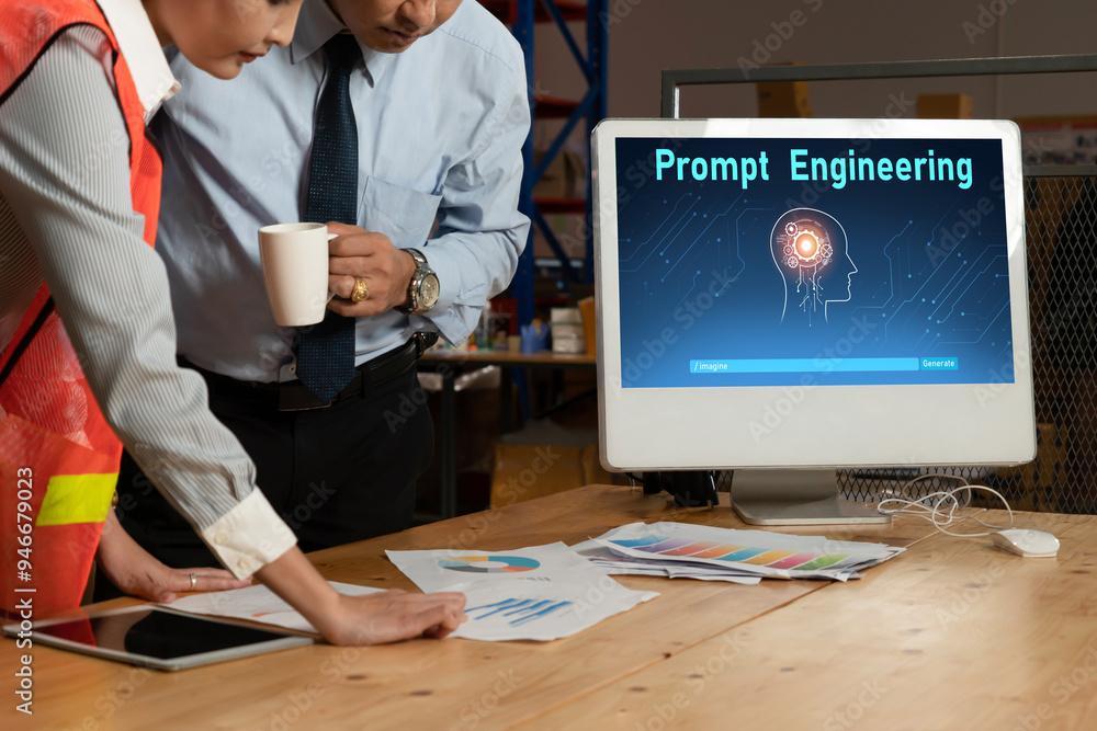 Poster generative ai virtual assistant tools for prompt engineer and user for ease of engage artificial int