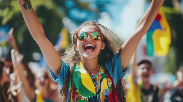 World Youth Day. cheerful young people. People are having fun at the festival