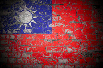 Flag of Taiwan on brick wall